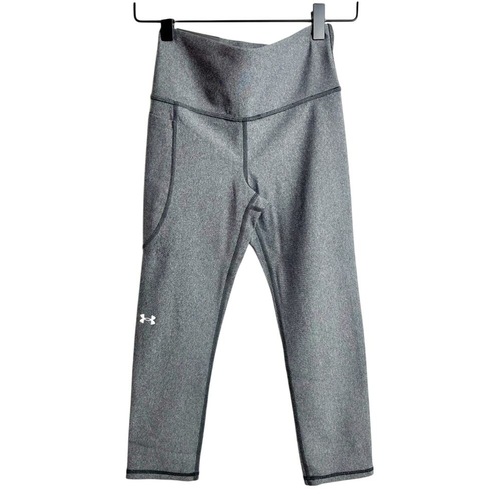 UNDER ARMOUR WOMEN'S GREY ATHLETIC HIGH RISE CAPRI WORKOUT LEGGINGS SIZE XS NEW